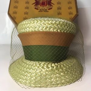 Vintage Jackie O Pillbox Hat Green Netting